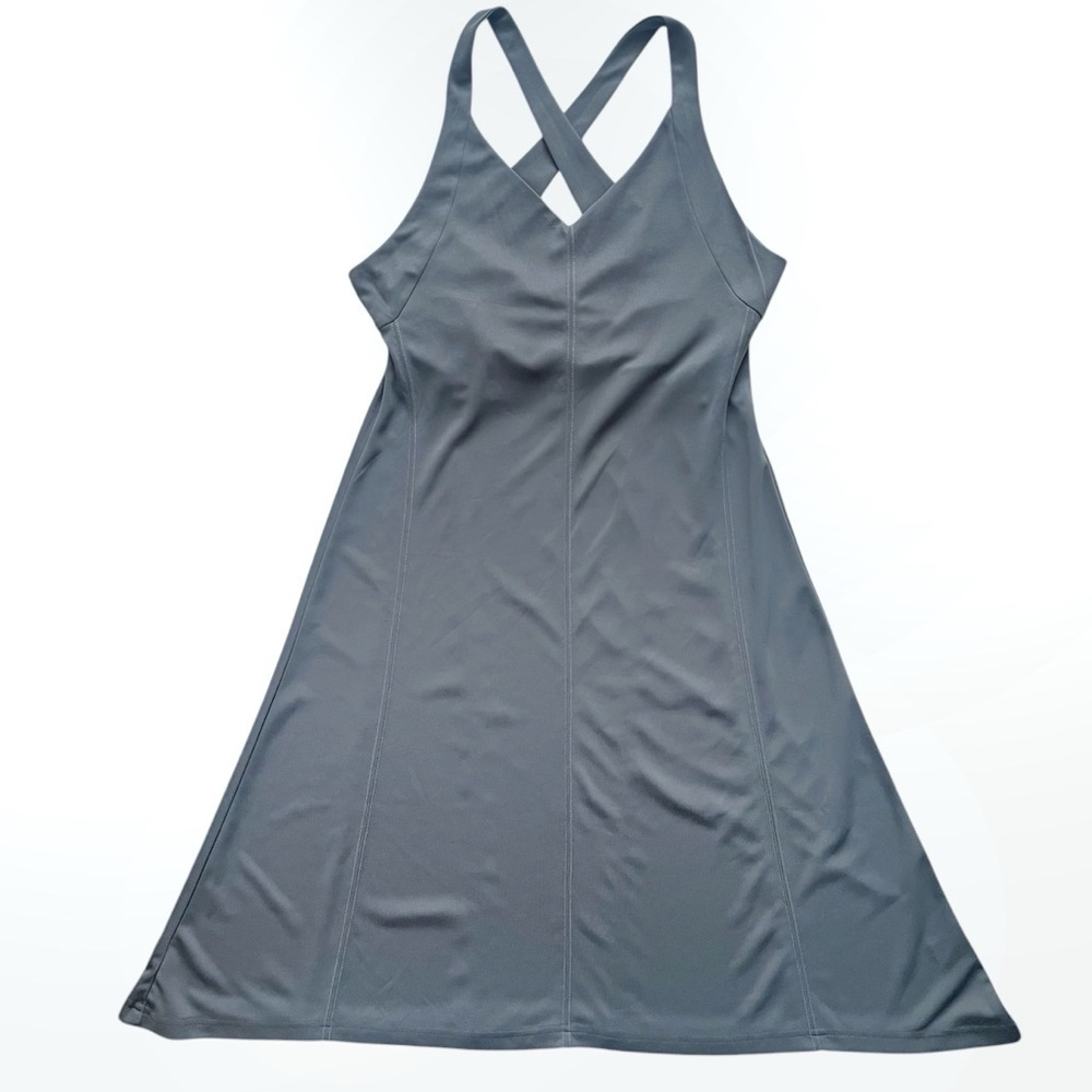 Kuhl Womens Java Dress M Gray Coffeenna Sleeveless Criss Cross Racerback Stretch - Picture 2 of 6